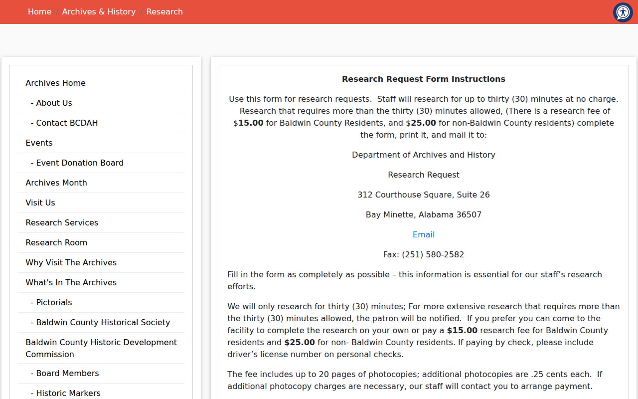 Baldwin County city directory remote Archives research request