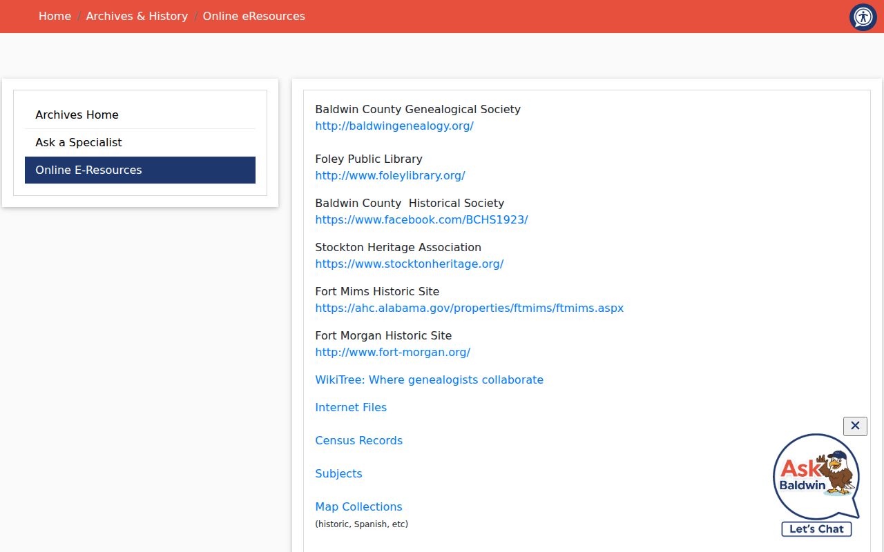 Baldwin County city directory genealogy resources from County Archives