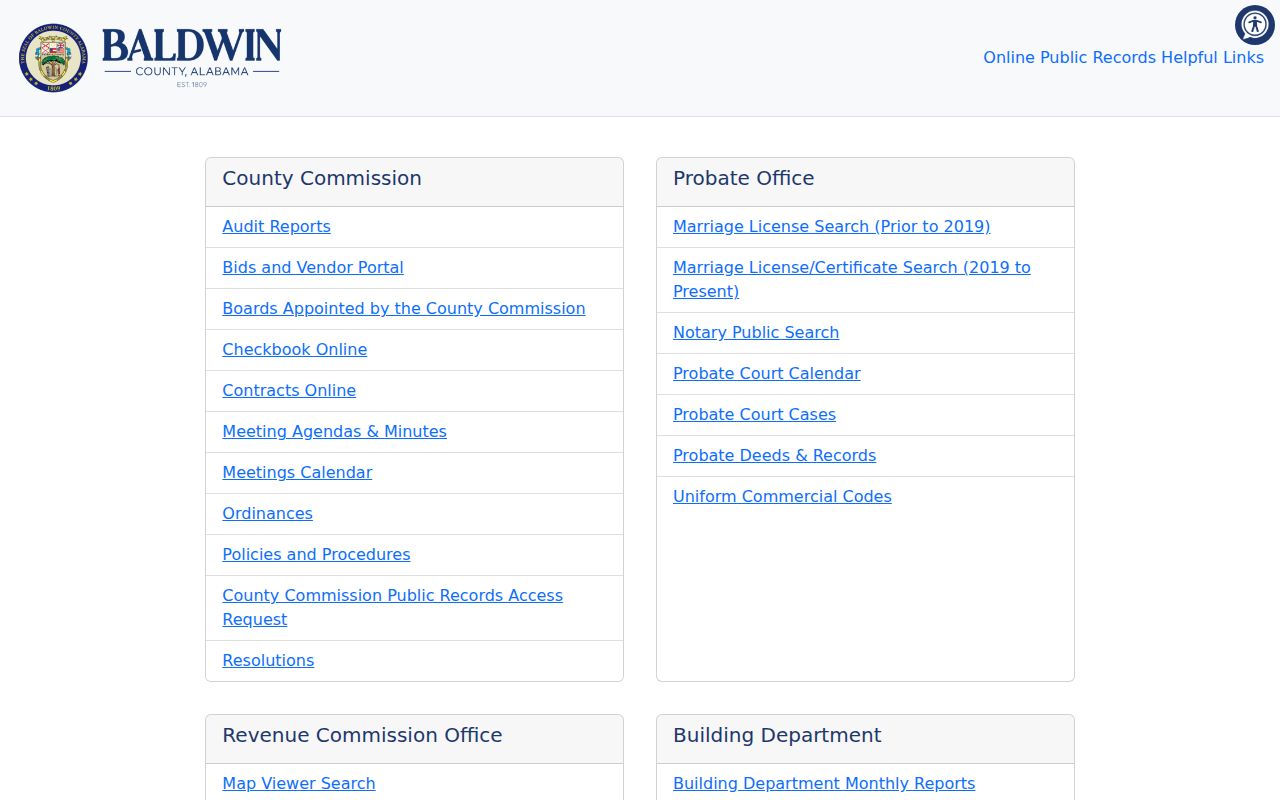 Open Baldwin hub for the Baldwin County residents directory