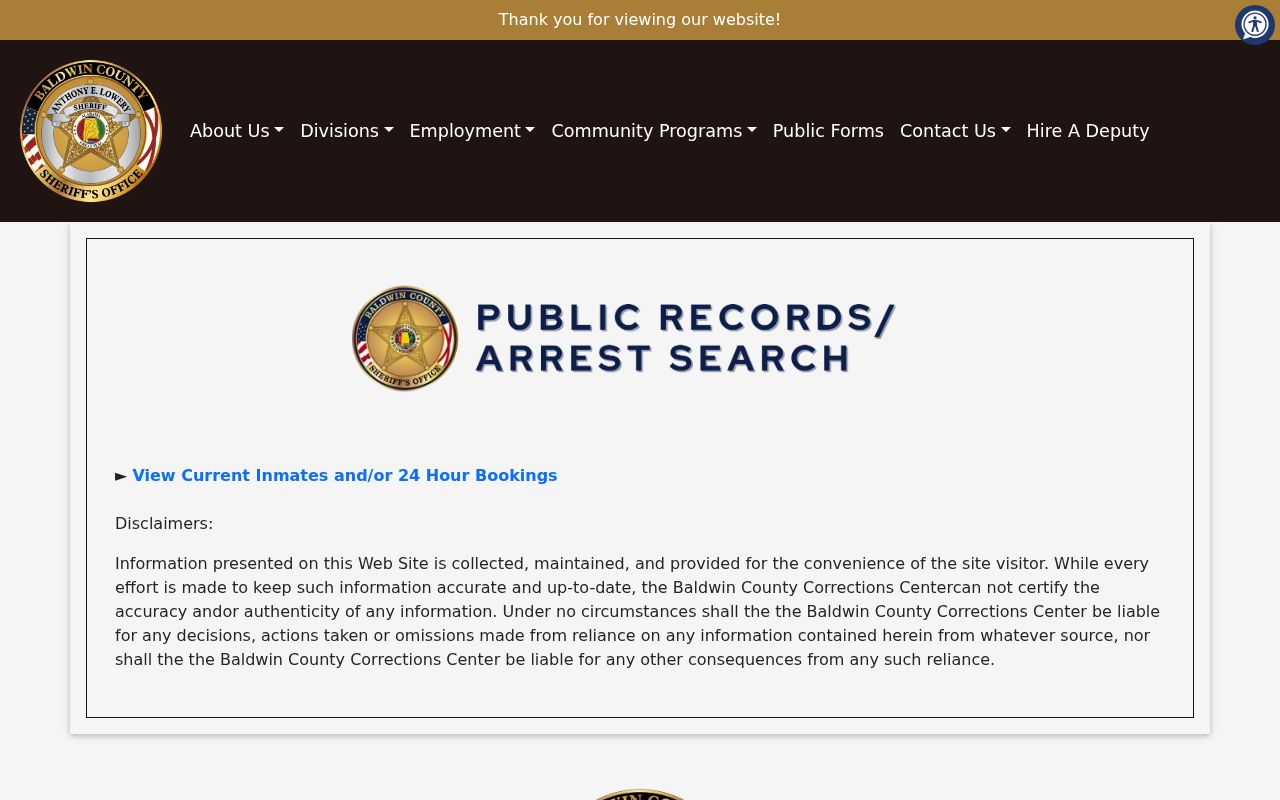 Baldwin County residents directory current inmate search