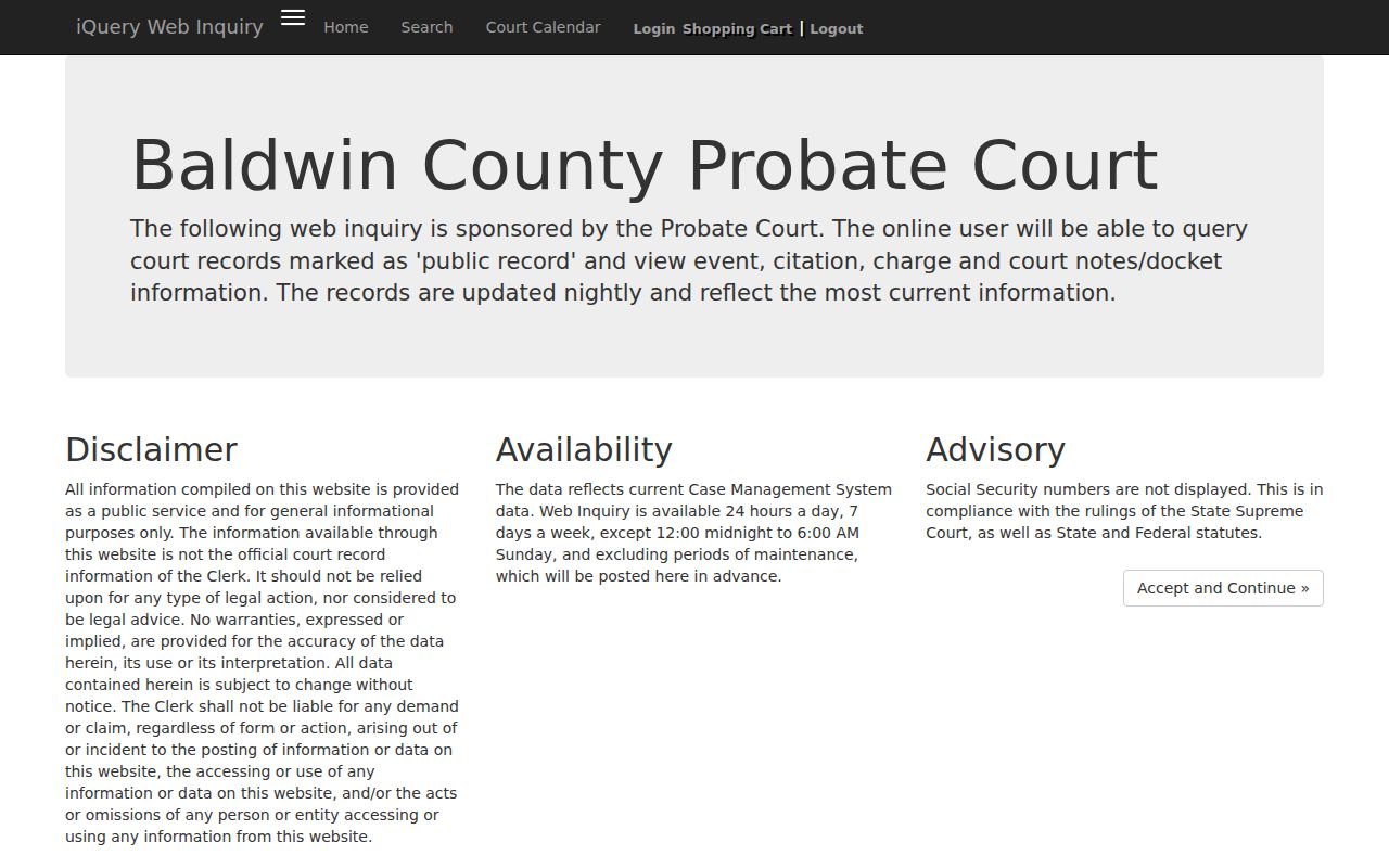 Baldwin County residents directory probate inquiry